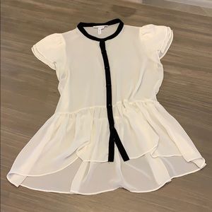 Sheer blouse with ruffles